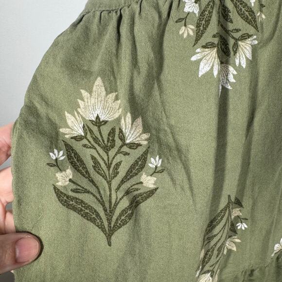 Old Navy Plus Size Dress Women XL Green Floral Pocket Spring Peasant Tiered - Picture 6 of 8